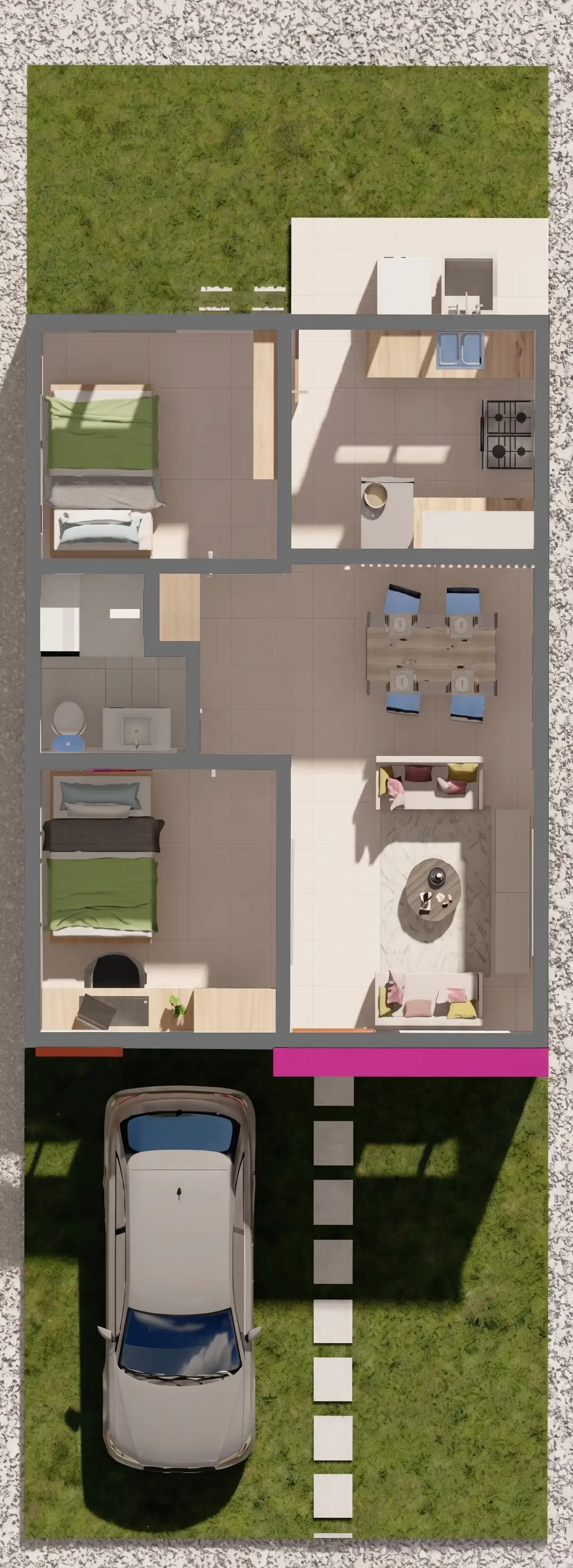 plano de casa mi vivienda tipo 2 - 1 piso