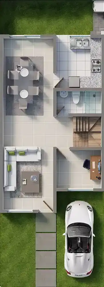 plano de casa mi vivienda tipo 3 - 2 pisos