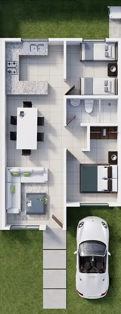 plano de casa mi vivienda tipo 3 - 1 piso